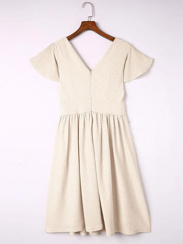 Casual V-neck Ruffle Dress