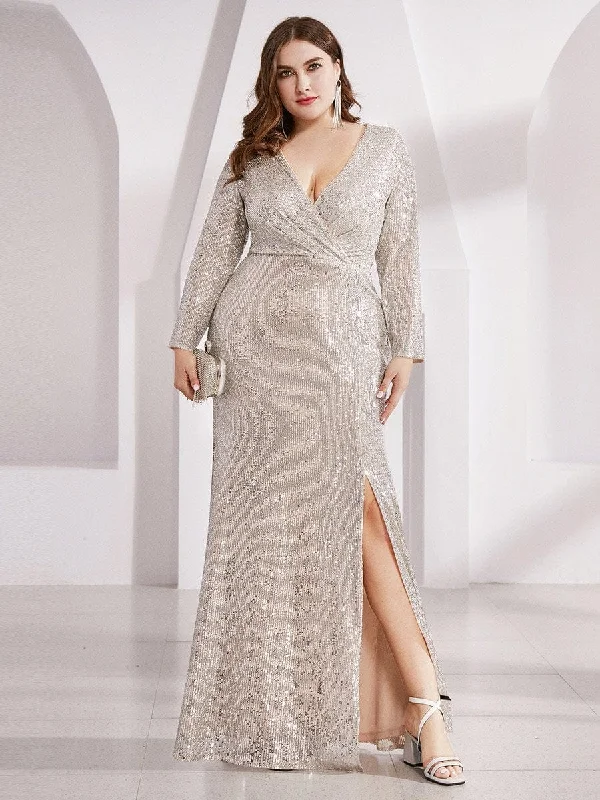 Sequin Sparkle Plus Size Evening Gown