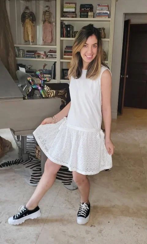 WHITE EYELET DRESS