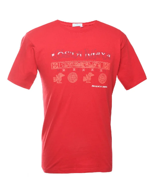 2000s Costa Maya Printed T-shirt - M Terry Blend Velvet Blend Canvas Blend