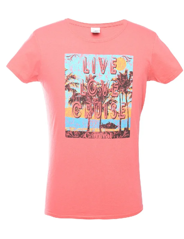 2000s Live Love Cruise Printed T-shirt - M Solid Color Striped Floral