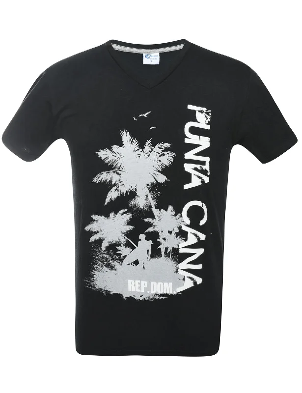 2000s Punta Cana Printed T-shirt - S Elasticated Padded Insulated
