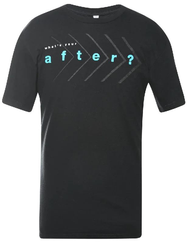 2000s What's Your After? Printed T-shirt - L Fashionable Trendy Casual