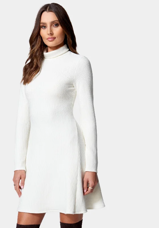 A Line Sweater Dress Ribbed Striped Patterned