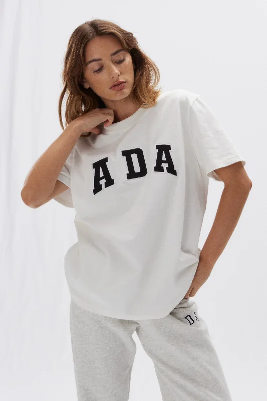 ADA Short Sleeve Oversized T-shirt - White Ribbed T-Shirt High Neck Heavyweight