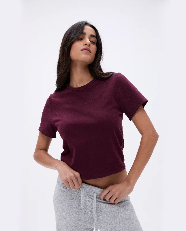 Short Sleeve Classic T-shirt - Dark Cherry Iron Safe Non-Iron Wrinkle Free