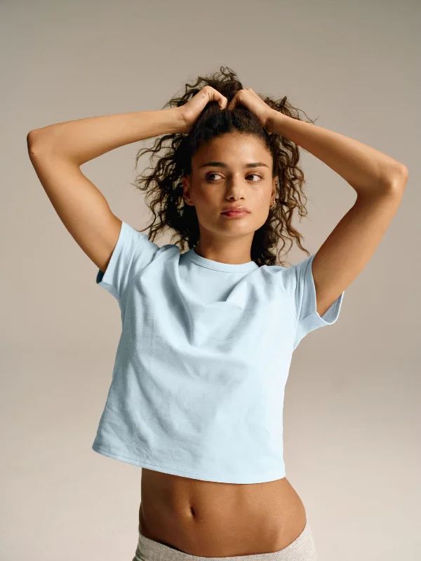 Short Sleeve Classic T-shirt - Powder Blue Anti-Shrink Durable Soft