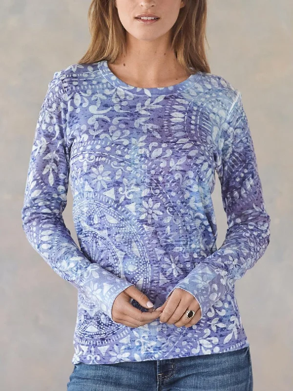 Casual Loose Floral Long Sleeve T-Shirt Top Graphic Embroidered Appliqued