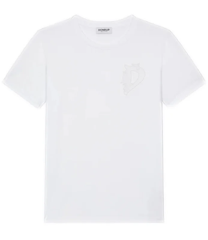 Dondup T-Shirt Bianco Donna Asymmetrical Pockets Print