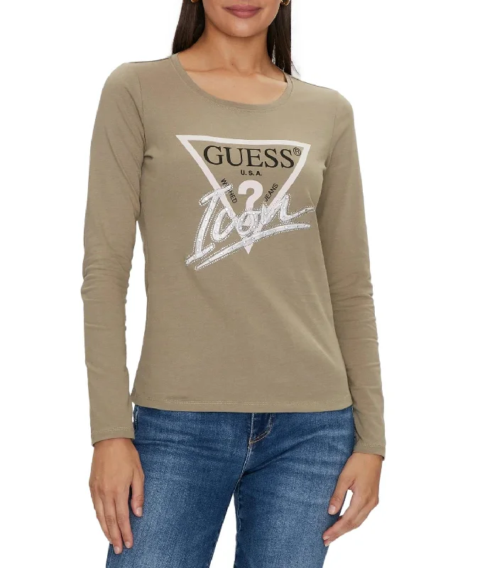 Guess t-shirt verde donna Chenille Blend Fleece Blend Nylon Blend