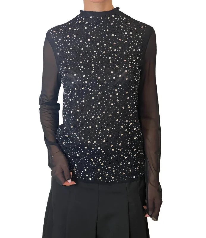 Imperial t-shirt strass nero donna Lace Blend Ribbed Blend Corduroy Blend