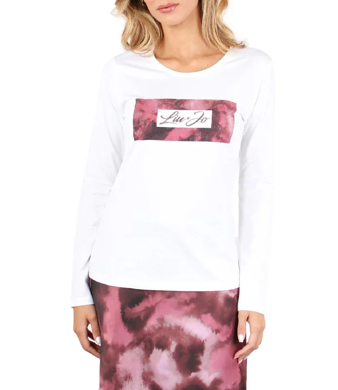 Liu Jo t-shirt bianca donna Mesh Canvas Denim