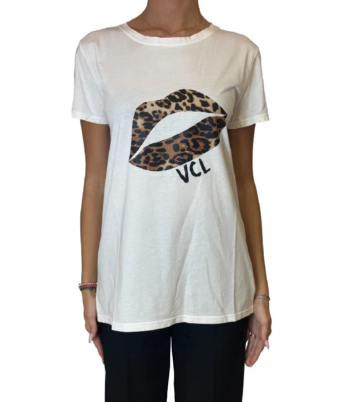 Vicolo t-shirt bianca donna Print Jacquard Patchwork