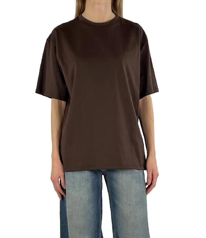 Vicolo t-shirt marrone donna Lace Blend Ribbed Blend Corduroy Blend