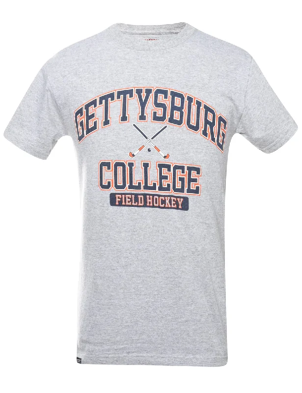Gettysburg College Printed T-shirt - S Anti-Pilling Machine Wash Handmade