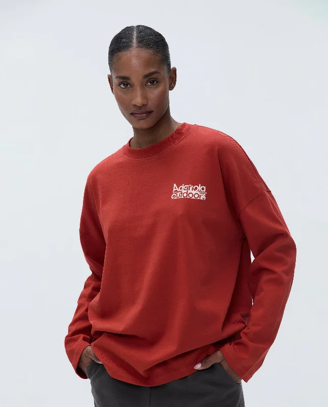 Trail Long Sleeve Oversized T-shirt - Vintage Red/Marshmallow White Nylon Fabric Polyester Fabric Spandex Fabric Trail Long Sleeve Oversized T-shirt - Vintage Red/Marshmallow White Nylon Fabric Polyester Fabric Spandex Fabric