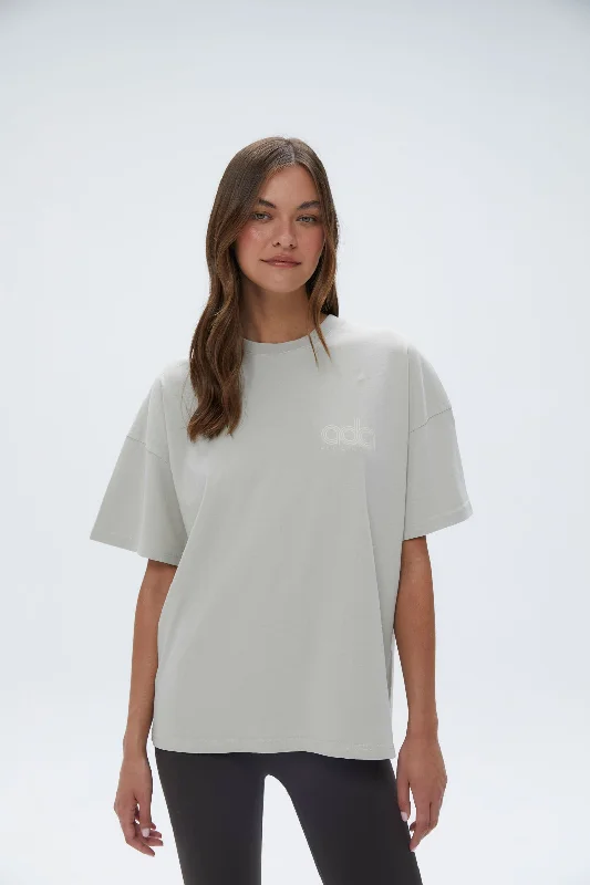 Performance Washed Short Sleeve Drop Shoulder T-shirt - Stone Fleece Nylon Spandex