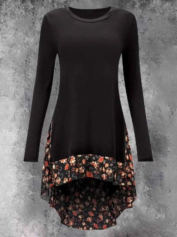 High-neck Printed Stitching Sleeve Long-sleeved Long T-shirt Sequined Glittery Shiny High-neck Printed Stitching Sleeve Long-sleeved Long T-shirt Sequined Glittery Shiny