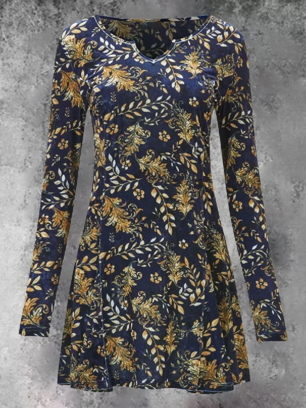 High Collar Leaf Print Sleeve Long Sleeve Long T-shirt Nylon Fabric Polyester Fabric Spandex Fabric