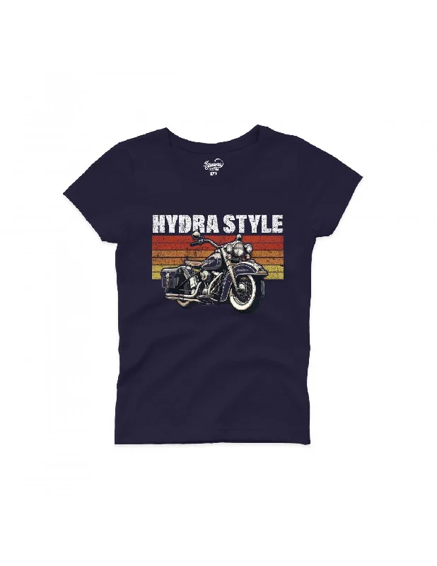 HYDRA STYLE NAVY WOMEN T-SHIRT Cotton Fabric Linen Fabric Terry Fabric