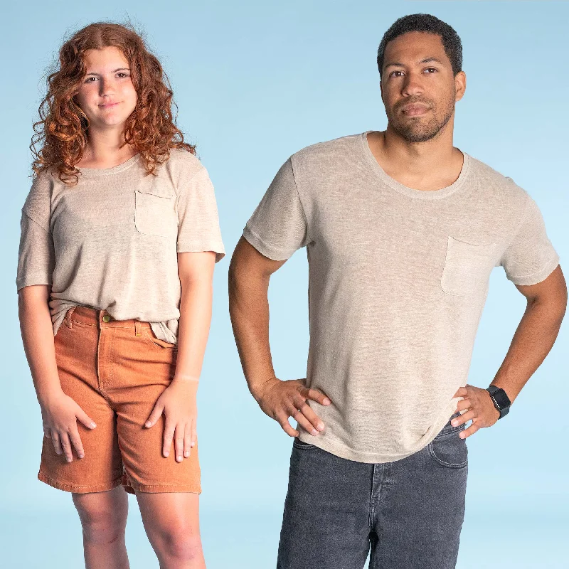 LINENTOWN 100% Organic Irish Linen Knit Pocket T-Shirt (OC Thread) (100% Biodegradable) Satin Fabric Silk Fabric Chiffon Fabric LINENTOWN 100% Organic Irish Linen Knit Pocket T-Shirt (OC Thread) (100% Biodegradable) Satin Fabric Silk Fabric Chiffon Fabric