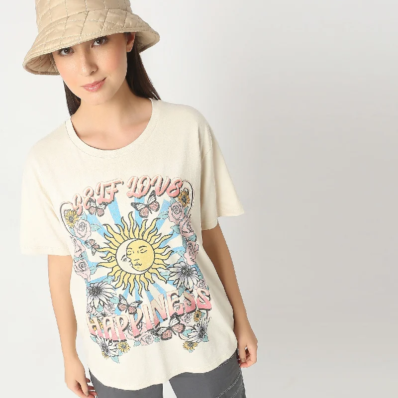 Oversize Graphic T-Shirt Fitted T-Shirt Seamless Stretchy
