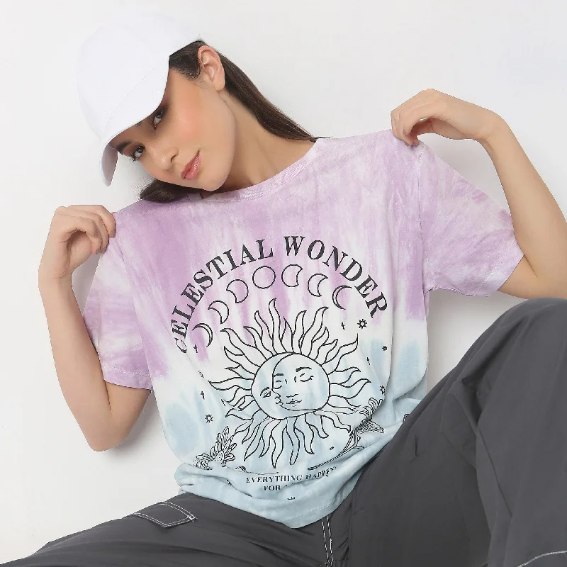 Oversize Tie - Dye T-Shirt Ribbed T-Shirt High Neck Heavyweight