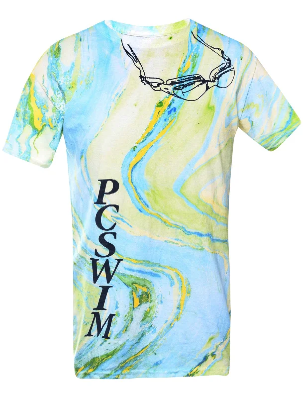 PCSWIM Printed T-shirt - XS Boxy Fit Fitted Loose