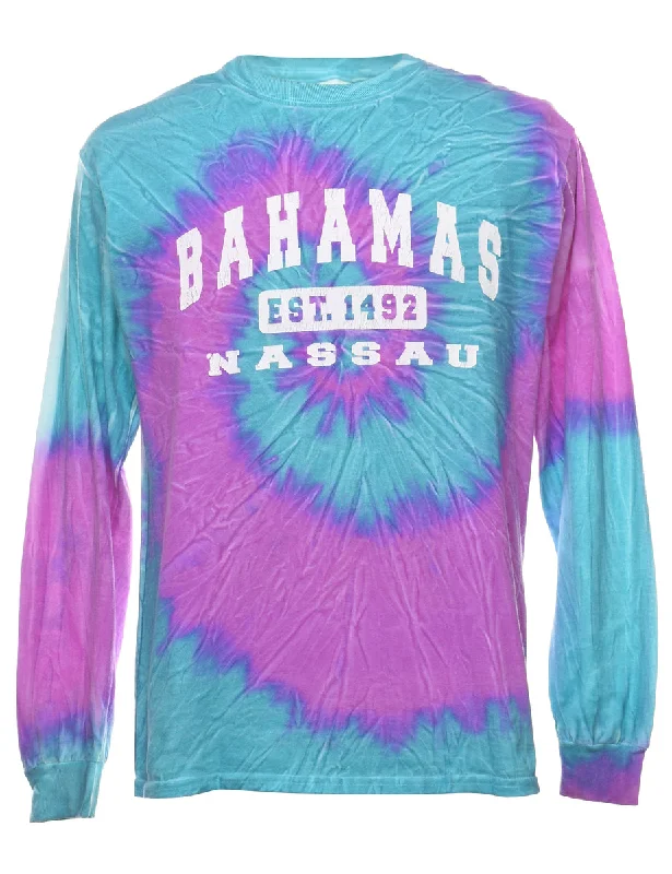 Purple Bahamas NASSAU Tie Dye T-shirt - M Chenille Blend Fleece Blend Nylon Blend