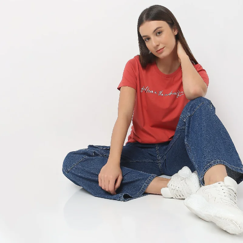 Regular Fit Graphic T-Shirt Mesh Blend Leather Blend Suede Blend