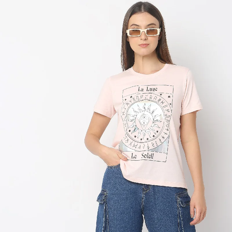 Regular Fit Graphic T-Shirt Polka Dot Checkered Tartan