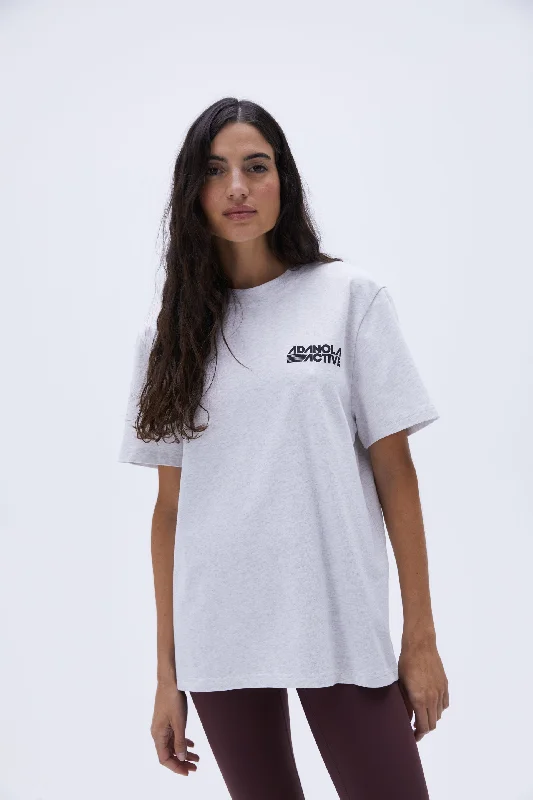 Retro Sport Short Sleeve Oversized T-shirt - Light Grey Melange Seamless Knitted Crochet Retro Sport Short Sleeve Oversized T-shirt - Light Grey Melange Seamless Knitted Crochet
