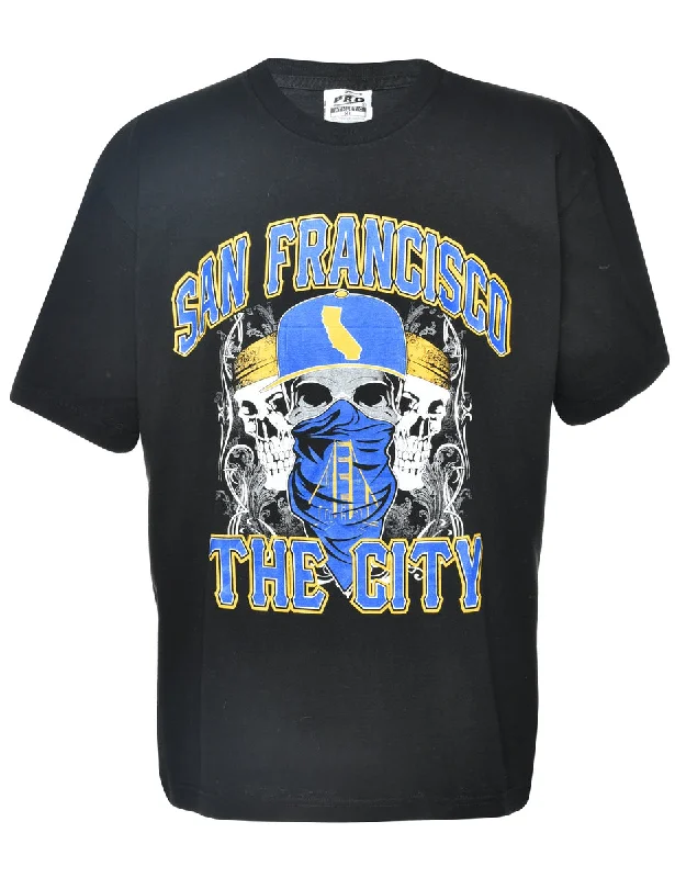 San Francisco Printed T-shirt - XL Collared T-Shirt Boat Neck A-Line