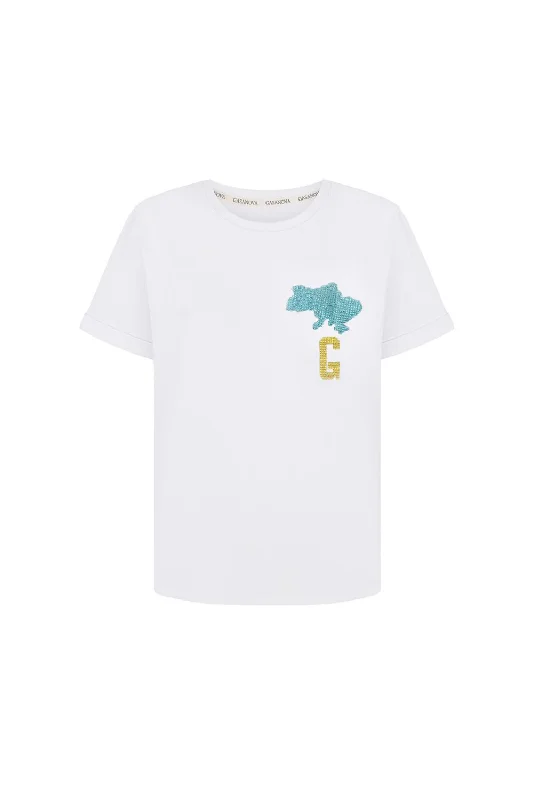 T-shirt Ukraine G Notch Collar Peter Pan Collar Cowl Neck