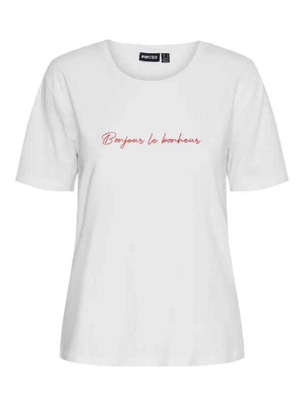 PCMINNE T-Shirt - Bright White Zippered Front Buttoned Front Snap Front