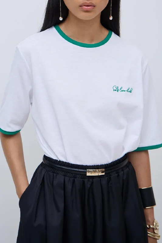 VISELI T-Shirt - Snow White Collared T-Shirt Boat Neck A-Line