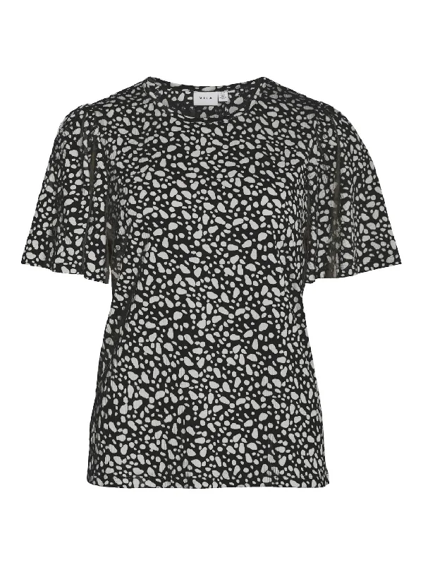 VIANIK T-Shirt - Black Beauty Chenille Brocade Lace