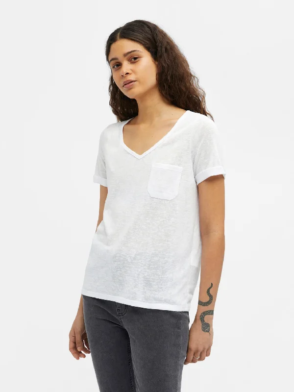 OBJTESSI T-Shirt - White Real Fur Shearling Chenille