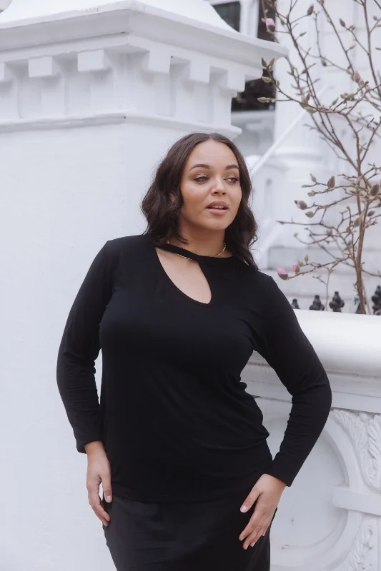 "The Stefanie Longsleeve"- Cut Out Detail T-shirt (Black) Thin T-Shirt Open Front Quick Dry "The Stefanie Longsleeve"- Cut Out Detail T-shirt (Black) Thin T-Shirt Open Front Quick Dry
