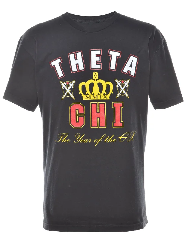 Theta Printed T-shirt - XL Handmade Hand-knitted Hand-woven