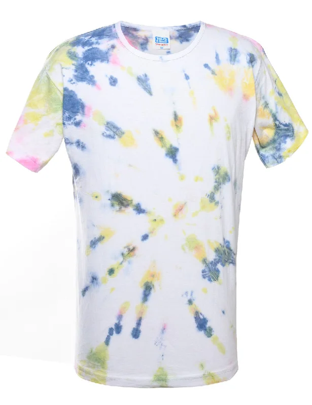 Tie Dyed T-shirt - M Front Pockets Side Pockets Patch Pockets