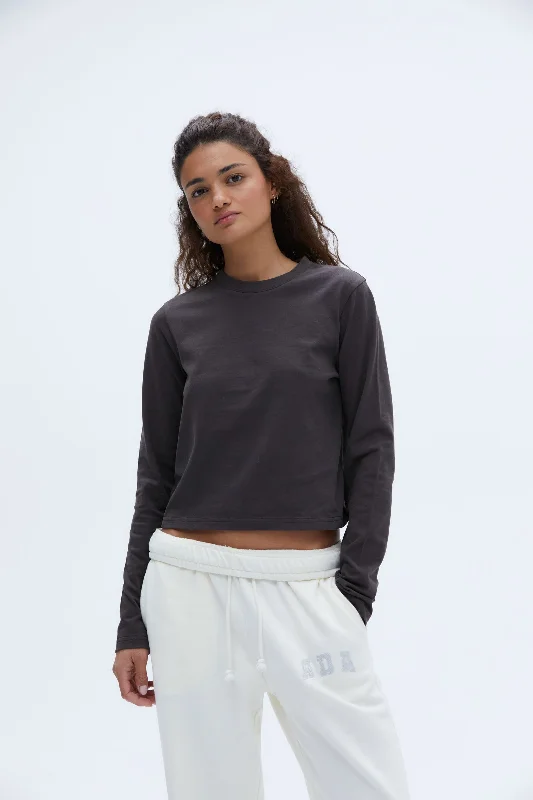 Long Sleeve Classic T-shirt - Coffee Bean Mesh Blend Leather Blend Suede Blend