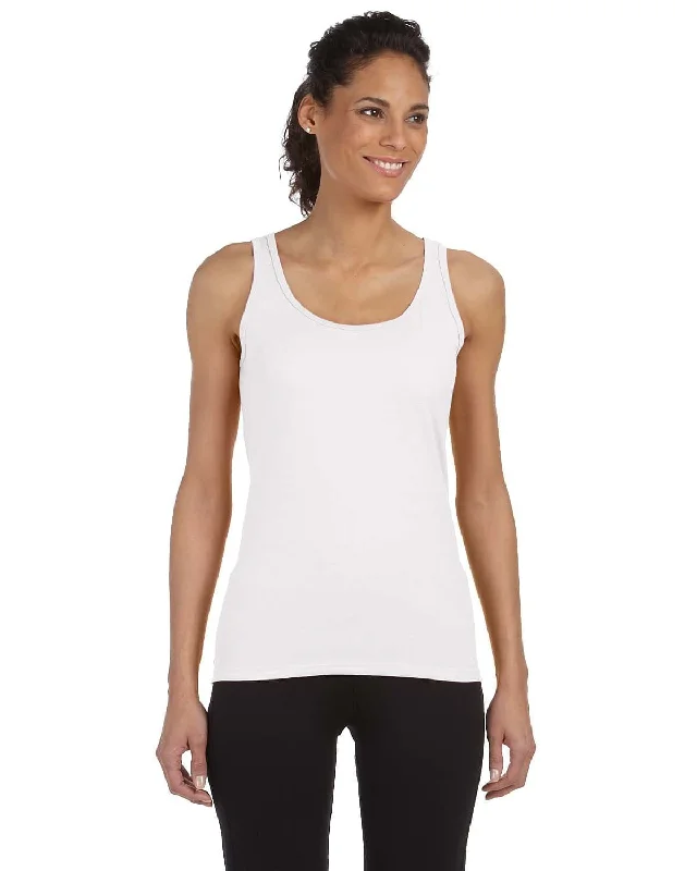 Gildan Ladies SoftStyle Tank Top | White ribbed tank top