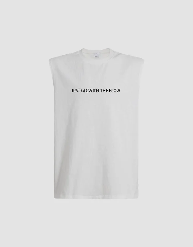 Letter Printed Crew Neck Tank Top print tank top