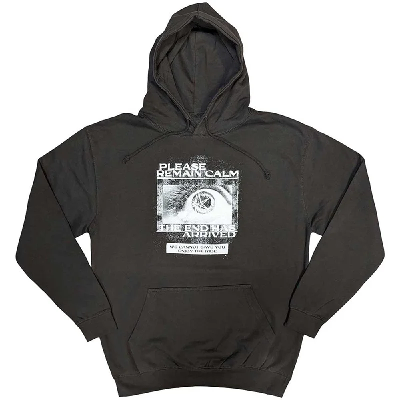 Bring Me The Horizon | Official Band Hoodie | Remain Calm FP Grey Hoodie with Frayed Bohemian Relaxed Bring Me The Horizon | Official Band Hoodie | Remain Calm FP Grey Hoodie with Frayed Bohemian Relaxed