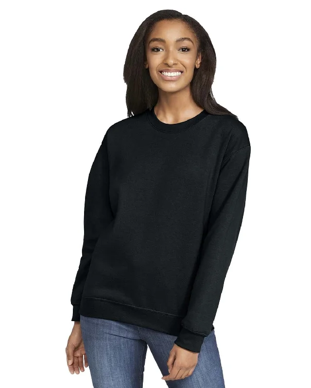 Gildan Softstyle Fleece Crewneck Sweatshirt | Black Hoodie with Fur Luxurious Winter