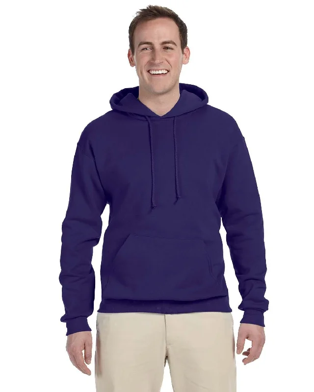 Jerzees 50/50 Hooded Sweatshirt | Deep Purple Hoodie with Button Classic Timeless