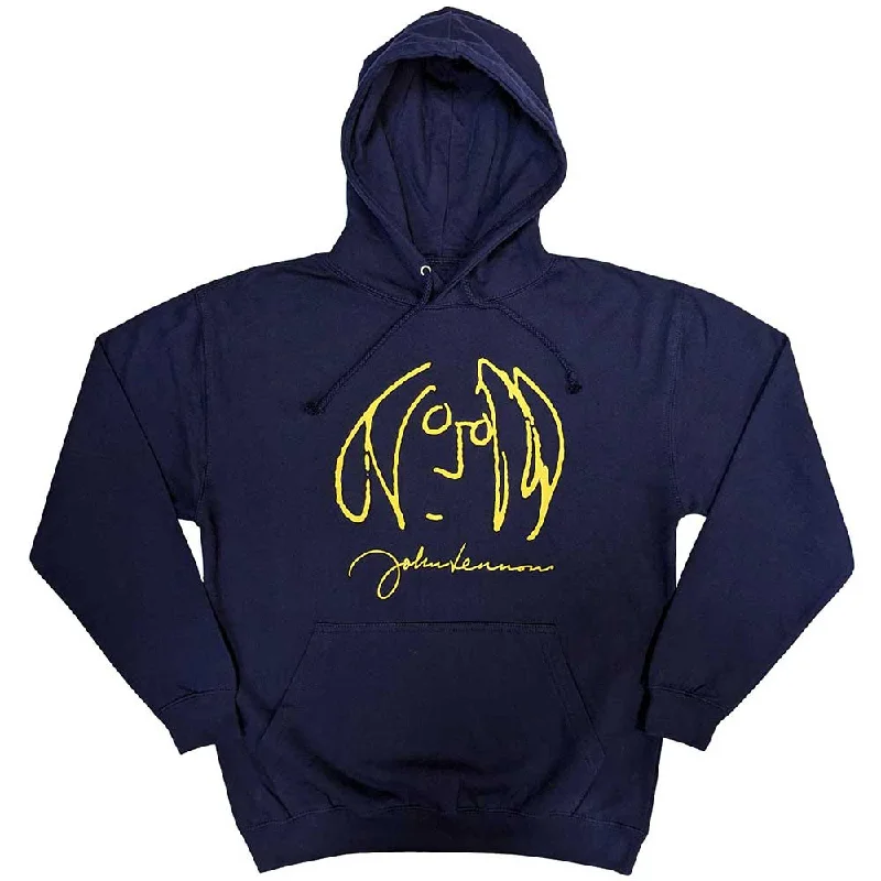 John Lennon | Official Band Hoodie | Self Portrait Hoodie with Raw Hem Edgy Unfinished