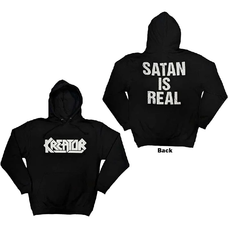 Kreator | Official Band Hoodie | Satan Is Real (Back Print) Hoodie with Monochrome Minimalist Simple Kreator | Official Band Hoodie | Satan Is Real (Back Print) Hoodie with Monochrome Minimalist Simple