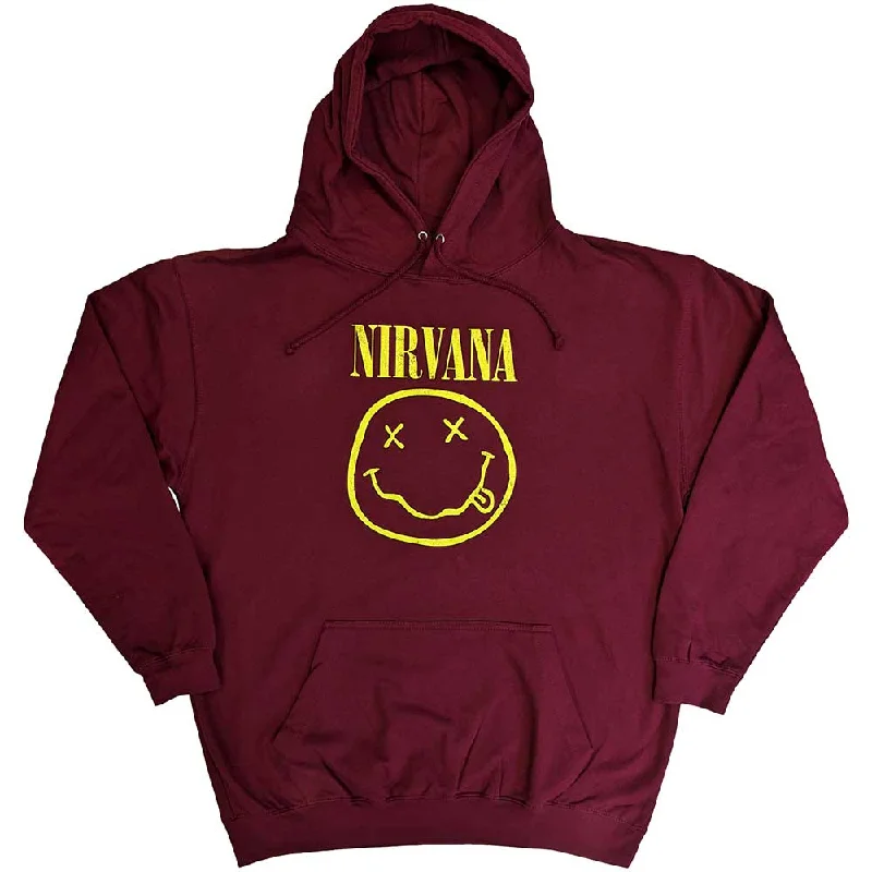 Nirvana | Official Band Hoodie | Yellow Happy Face Hoodie with Tie-Dye Psychedelic Retro